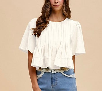 annie flutter sleeve top/ white