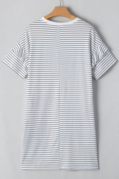 between the lines stripe t-shirt dress / white