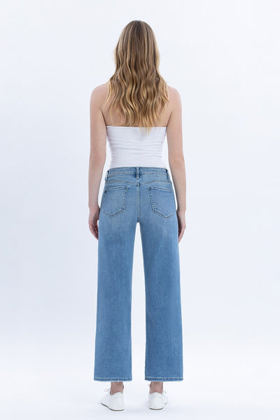 Maggie tummy control high rise wide leg crop jean / medium wash