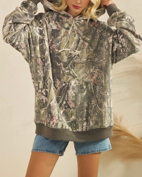 camo oversized fleece hoodie