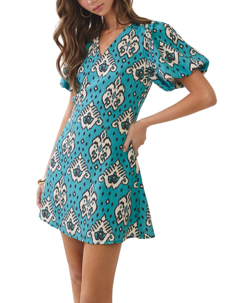 Vivian puff sleeve dress / teal