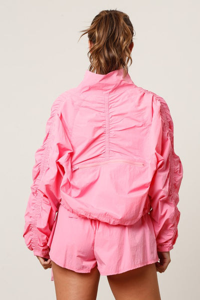 sporty nylon windbreaker jacket // bubblegum