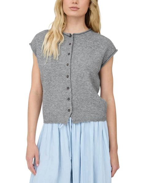 Nora Sleeveless Cardigan / Heather Grey