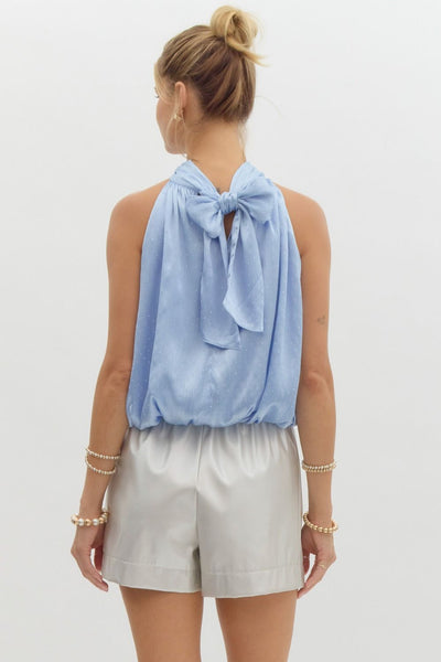 sparking azure satin top / blue