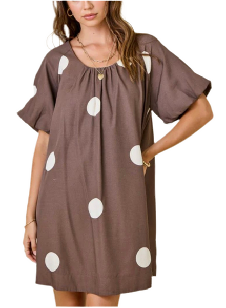 Polka Dot mini dress / brown