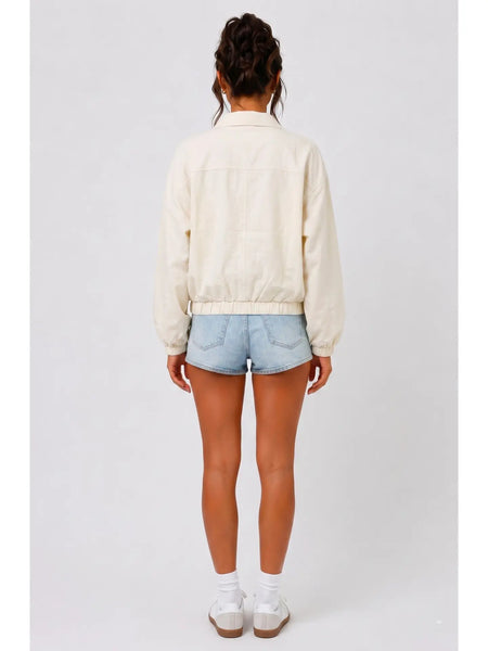 Ruffle Track Jacket / Cream