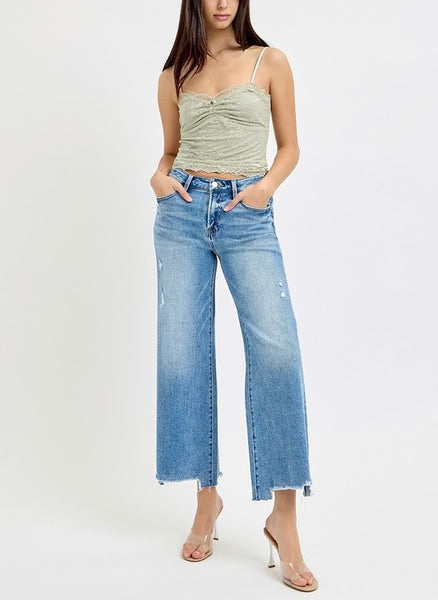 Blakely high rise crop jean / medium wash