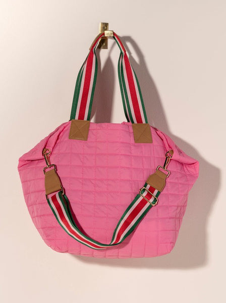 quilted travel tote /hot pink