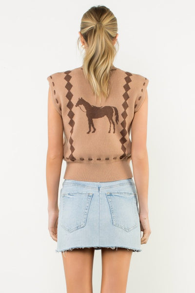 THML horse knit vest / camel