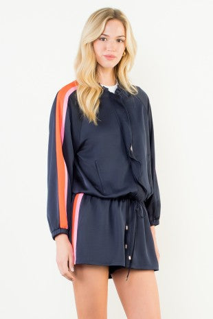 THML track stripe short set / navy