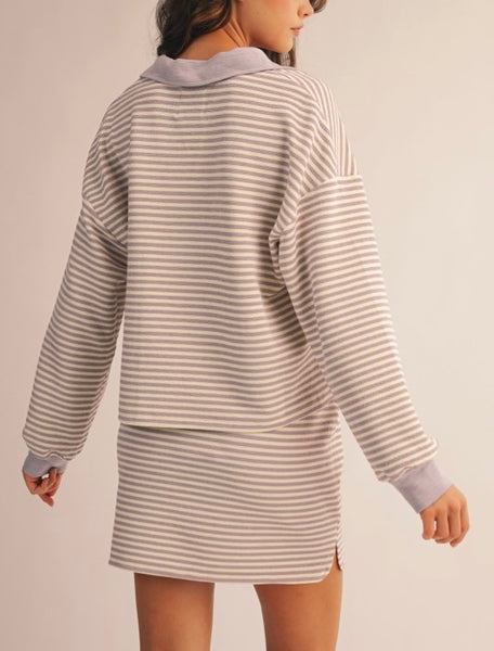 lavender stripe skirt set