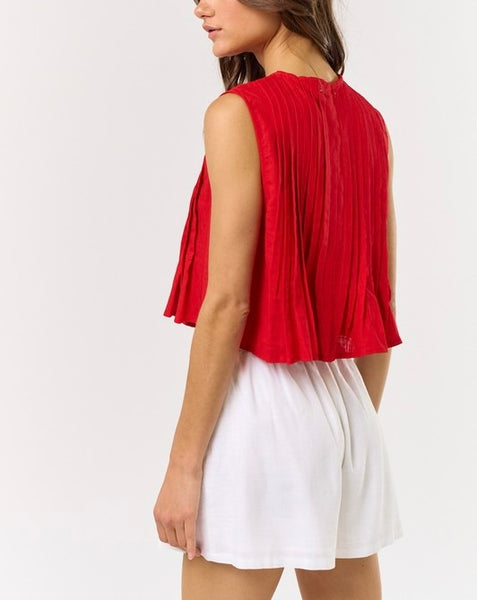 Ruthie front tie top / red