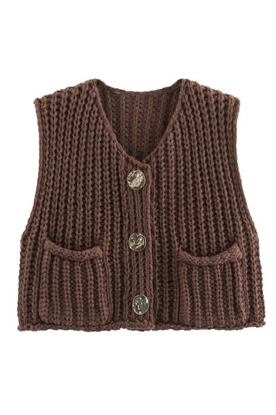 coco cable sweater vest // chocolate