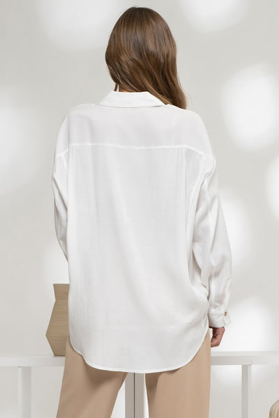 Silky button up shirt // white