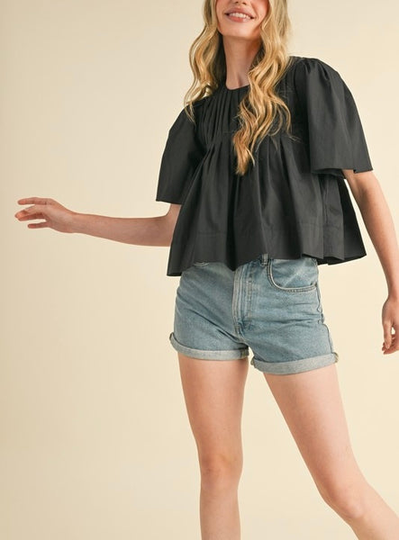 Addi pleated swing top / black