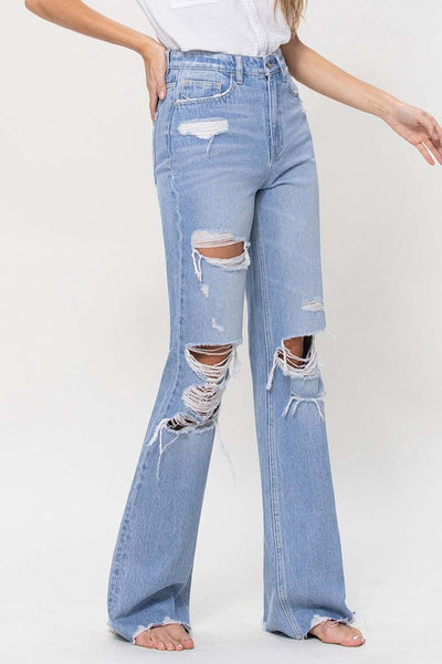 vintage high rise flared jean // light wash