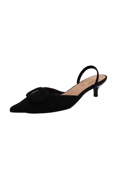 Suede Slingback Kitten Heel / Black