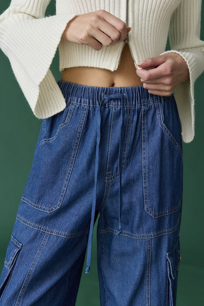 willow denim cargo pant / dark wash