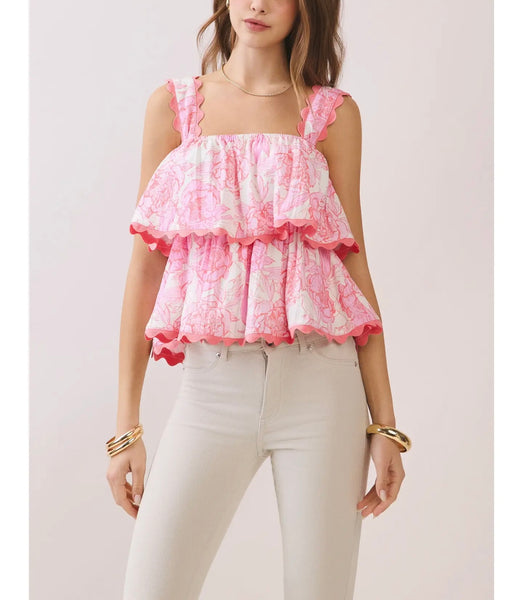 Marley tiered ruffle top / pink