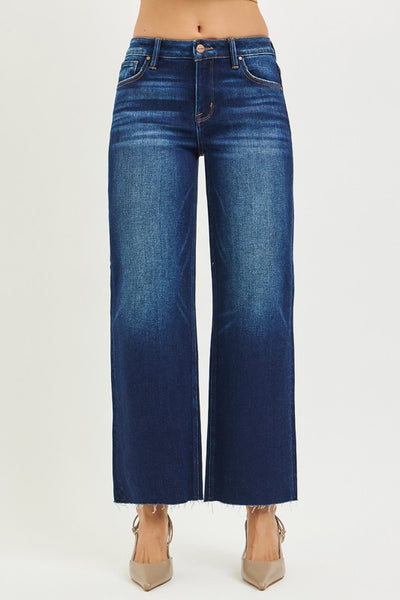 Risen tummy control crop straight leg jean / dark wash