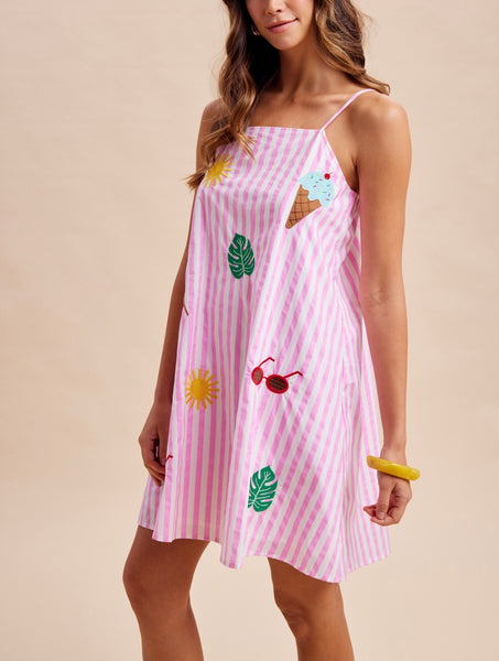 Summer Time stripe dress / Hot Pink