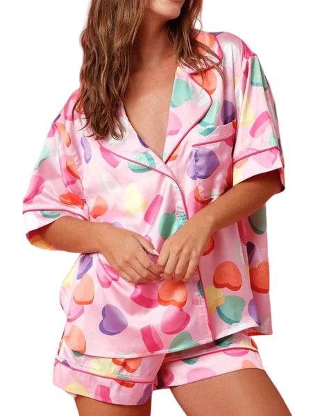 sweetheart satin pj set / pink