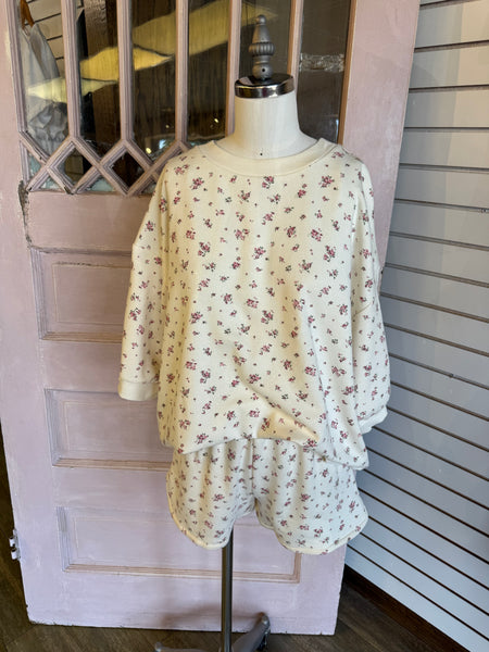 Floral Print Short Set/ Cream