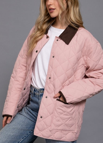 Katie quilted work jacket / blush