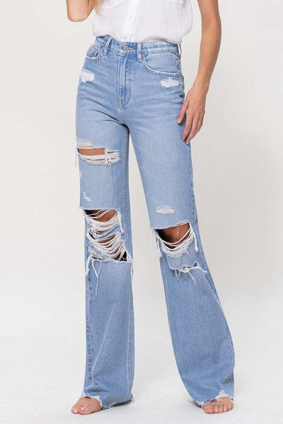 vintage high rise flared jean // light wash