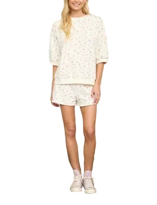 Floral Print Short Set/ Cream