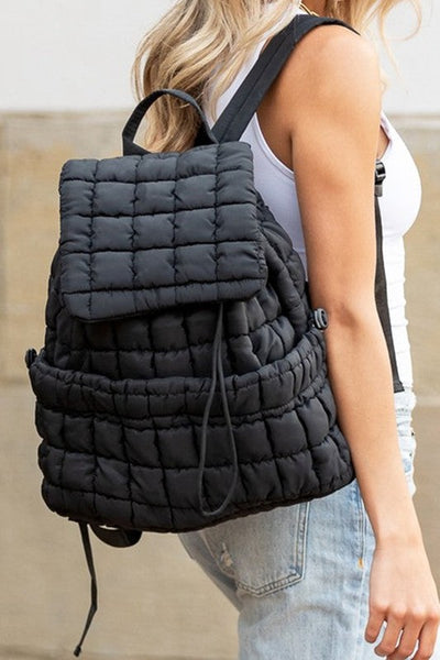 quilted puffer backpack / black