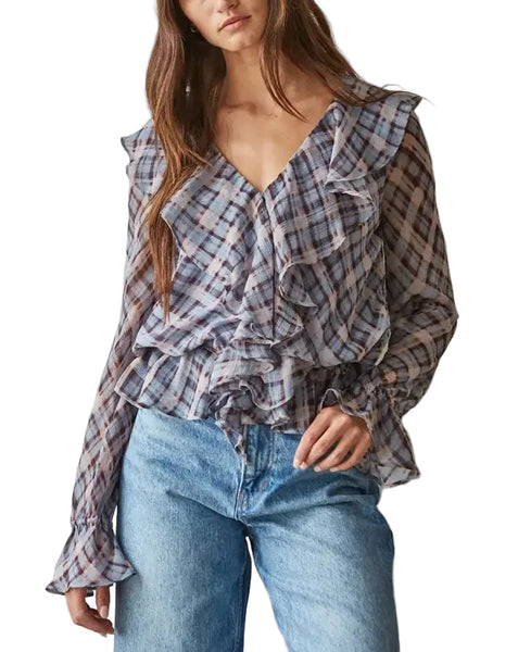 Faith Ruffle Top / Blue