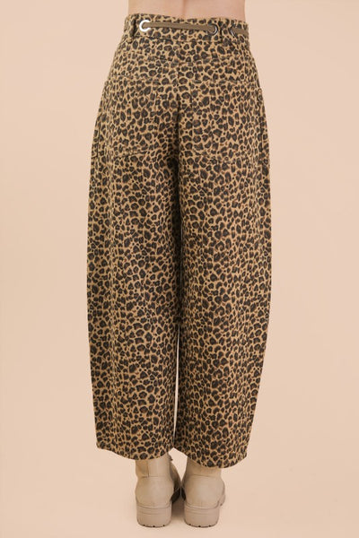 leopard barrel jean