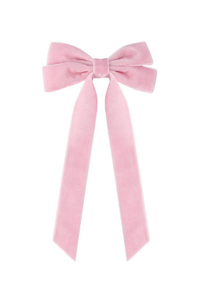 velvet bow hair clip // pink
