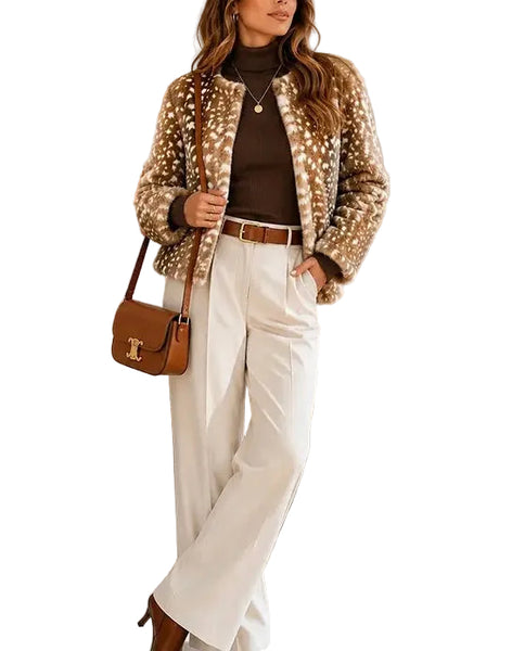 Fawn Spot Faux Fur Jacket