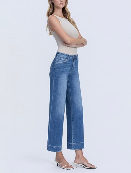 Elisa crop trouser jean  / med dark wash