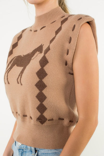 THML horse knit vest / camel