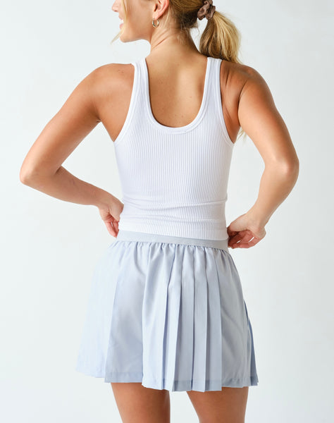 Ribbed Scoop Neck Tank / White