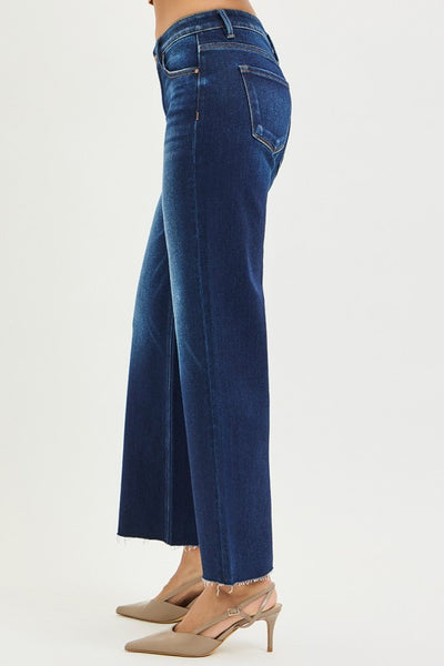 Risen tummy control crop straight leg jean / dark wash