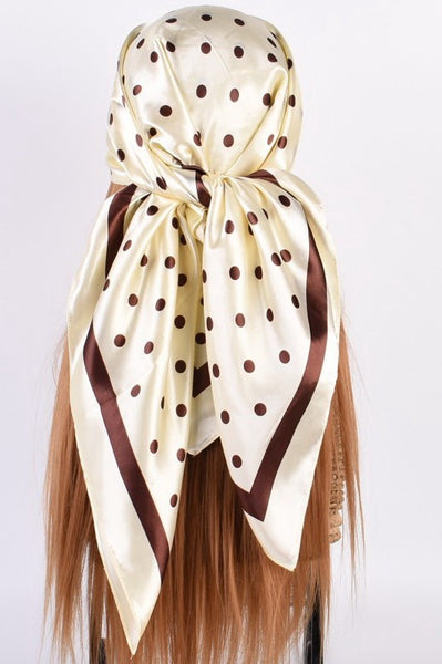 polka dot scarf / ivory & chocolate