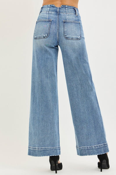 Ava wide seam ankle jean / medium wash