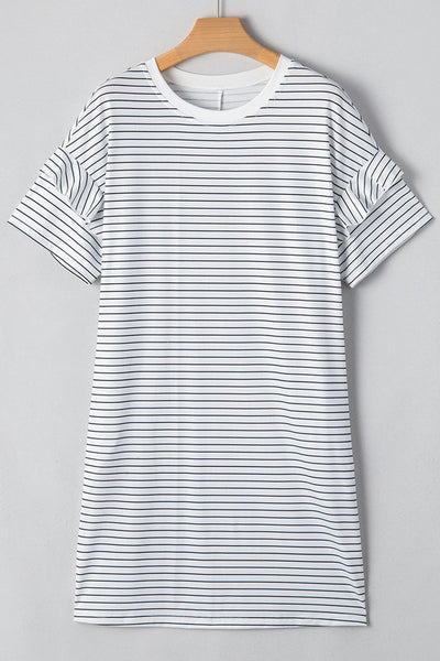 between the lines stripe t-shirt dress / white