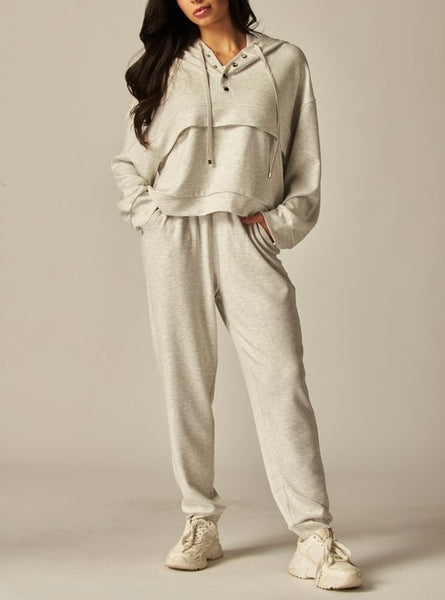 comfy hoodie set / heathered grey