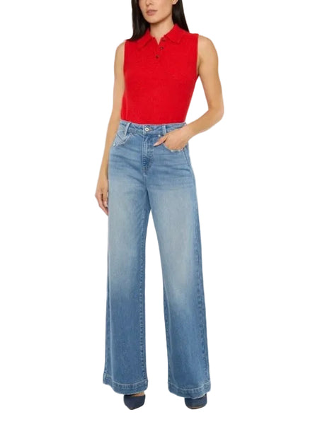 Anna high rise wide leg jean / medium wash