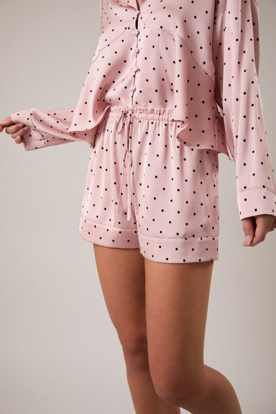 polka dot satin pj set / blush