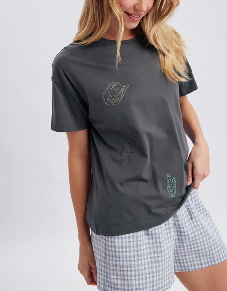 Western Icons embroidered tee / charcoal