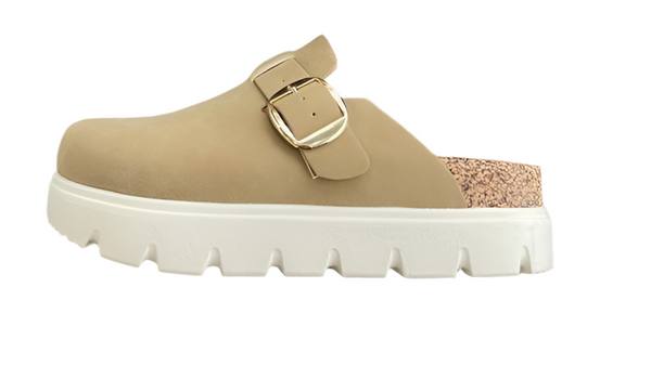 platform clogs / taupe