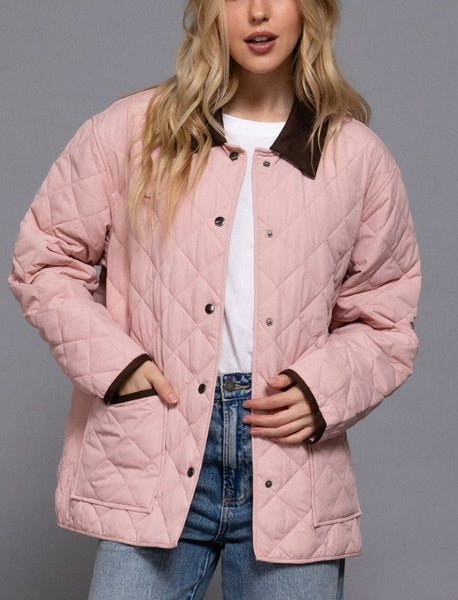 Katie quilted work jacket / blush