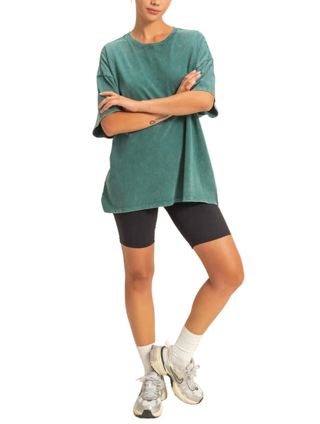 oversized mineral wash tee / teal