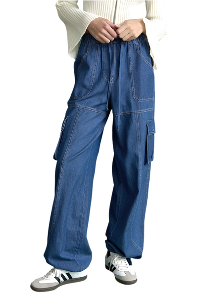 willow denim cargo pant / dark wash